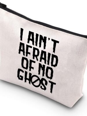 BDPWSS Ghost Makeup Bag Ghost Hunter Gift I Ain’t Afraid Of No Ghost Funny Ghost Lover Zipper Pouch Halloween Party Gift (Afraid no ghost)