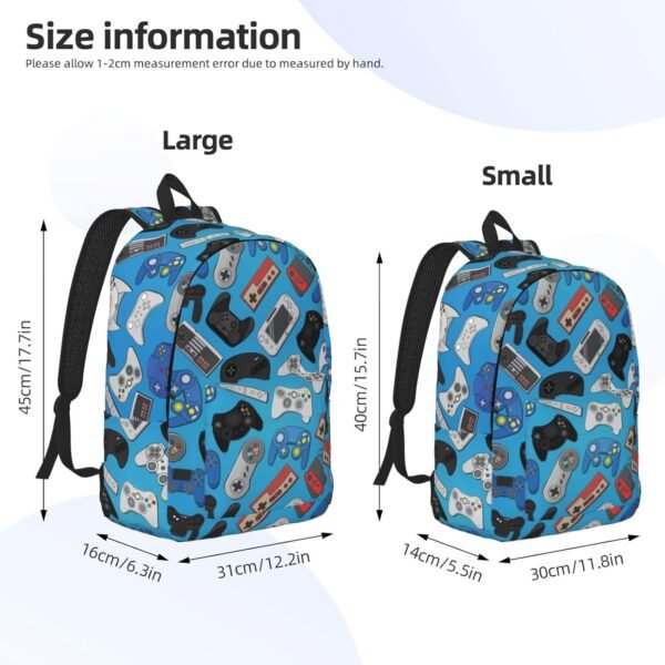 Video Game Controller Blue Background Backpack 15.7 Inch Laptop Backpack Travel Hiking Daypack Multipurpose Book Bag For Men Women Teens Boys Girls