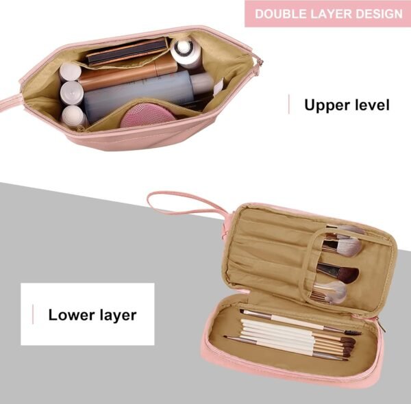 Makeup Bags - Double layer Large Makeup Organizer Travel Makeup Bag,Portable Waterproof Toiletry Bags for Cosmetics Brushes Lipstick Necklaces Earrings Bracelets,Roomy Cosmetic Bag for Women and Girls