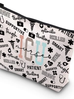 TSOTMO ICU Nurse Makeup Bag Emergency Room Nurse Zipper Bag Specialist Gift For Student (ICU)