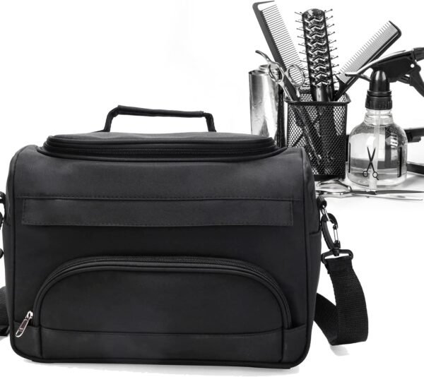 Small Hairdressing Tool Bag Hairdresser Bag with Shoulder Strap, Hair Stylist Bag for Tools Hair Makeup Salon Organizer Bag with YKK Zipper (Black)