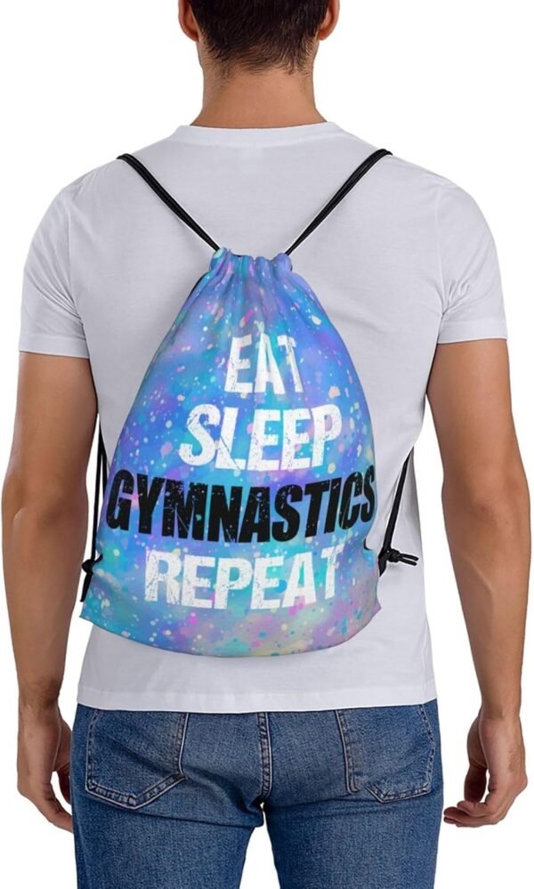 Eat Sleep Gymnastics Repeat Unisex Drawstring Backpack Bag Sport Gym Swim Travel Sackpack,BlueArt