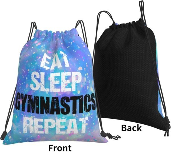 Eat Sleep Gymnastics Repeat Unisex Drawstring Backpack Bag Sport Gym Swim Travel Sackpack,BlueArt