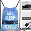Eat Sleep Gymnastics Repeat Unisex Drawstring Backpack Bag Sport Gym Swim Travel Sackpack,BlueArt