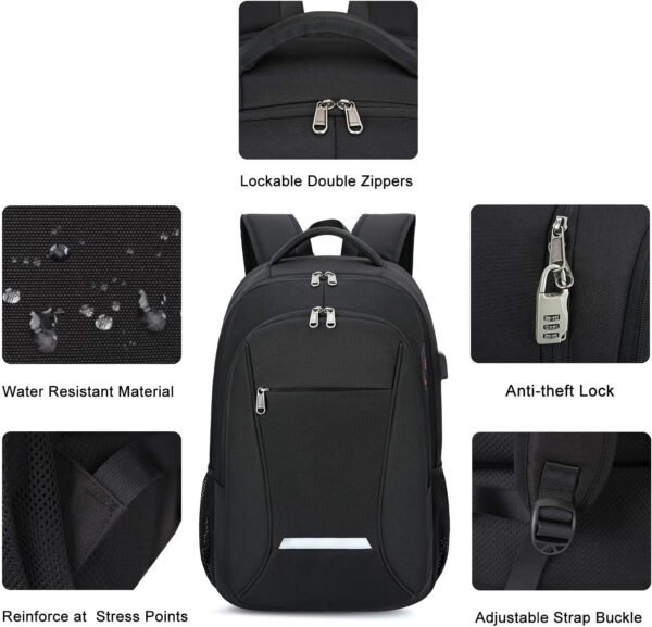 XQXA Travel Laptop Backpack, Business Backpack with USB Charging Port and Password Lock, Durable Water Resistant Computer Bag Fit 15.6 Inch Laptops for Men Gift