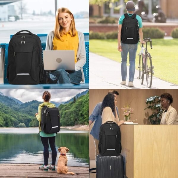 XQXA Travel Laptop Backpack, Business Backpack with USB Charging Port and Password Lock, Durable Water Resistant Computer Bag Fit 15.6 Inch Laptops for Men Gift