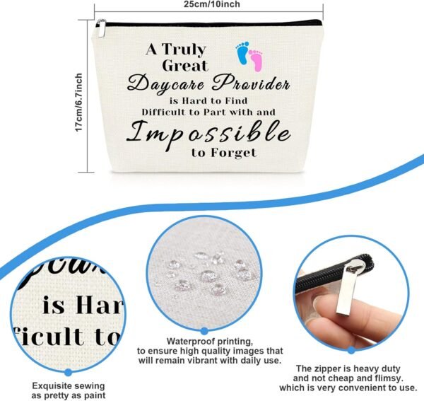 Daycare Provider Gift Makeup Bag Daycare Teacher Appreciation Gifts Caregiver Gifts for Women Babysitter Gift Cosmetic Bag Thanksgiving Christmas Gift for Daycare Provider Teacher Travel Toiletry Bag