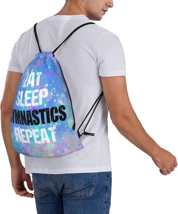 Eat Sleep Gymnastics Repeat Unisex Drawstring Backpack Bag Sport Gym Swim Travel Sackpack,BlueArt