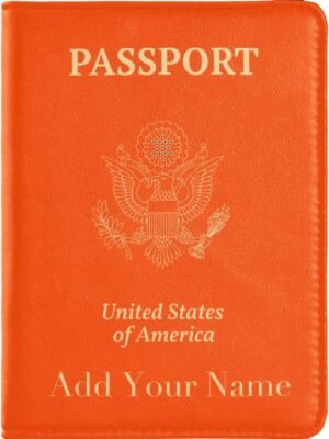 Personalized Passport and Vaccine Card Holder Combo Custom Name Passport Cover with Vaccine Card Protector Orange Red