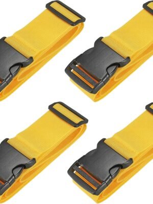 uxcell 2″ x 6.5′ Luggage Strap Polyester Adjustable Suitcase Belt for Travel Packing Bag Closure Identify, Yellow 4pcs