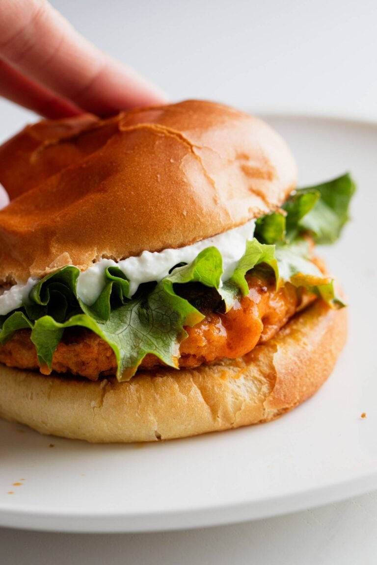 Buffalo Chicken Burgers with Whipped Feta Spread Recipe