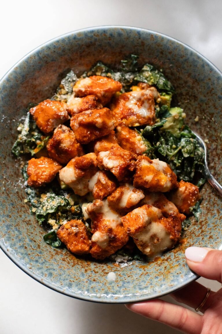 Crispy Buffalo Tofu with Caesar Salad Recipe