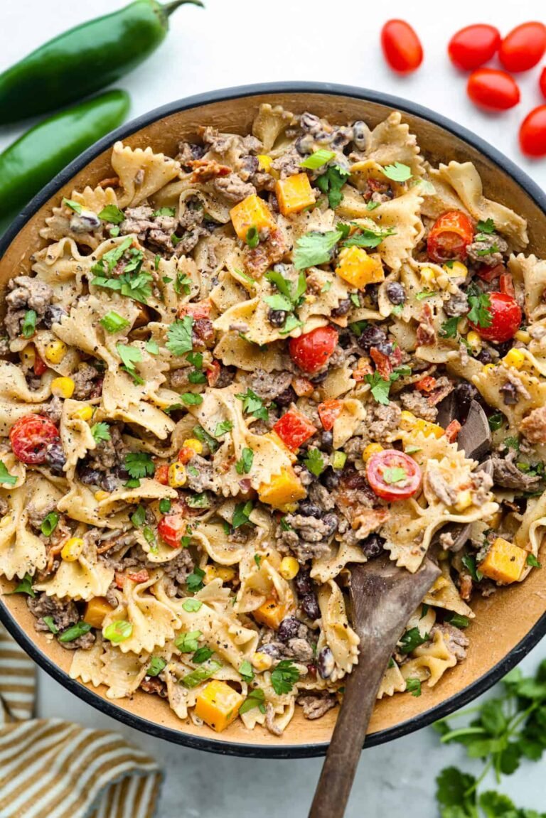 Easy Cowboy Pasta Salad with Ranch & Bacon